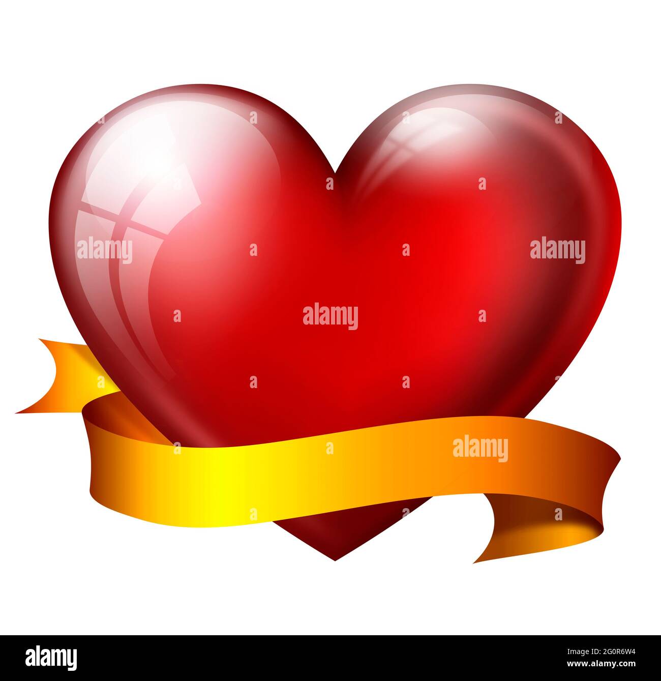 Illustration`s roten Herzens, ein Symbol des Valentinstag und romantische Liebe auf weißem Hintergrund Stockfoto